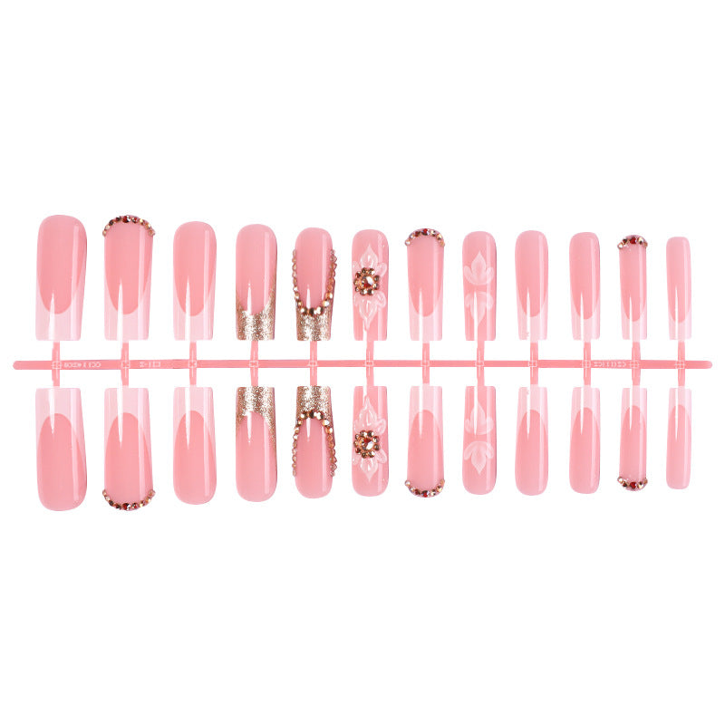 Premium Decorative Press-On Nail Set with Rhinestone and Floral Accents Kalsten