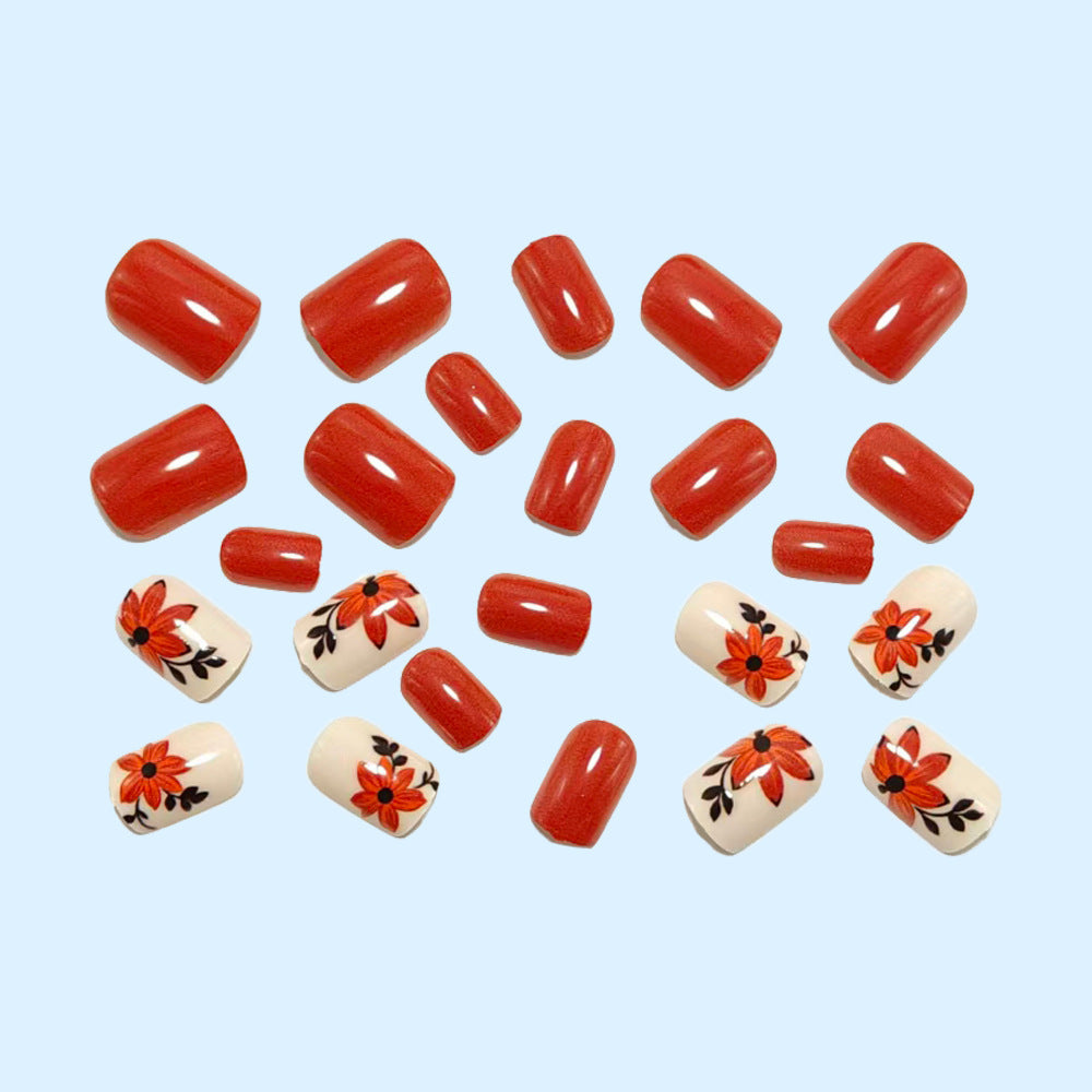 Artificial nails with floral autumn motifs Kalsten