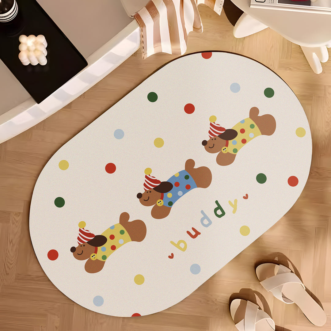 Playful Cartoon Dog-Themed Bath Mat Kalsten