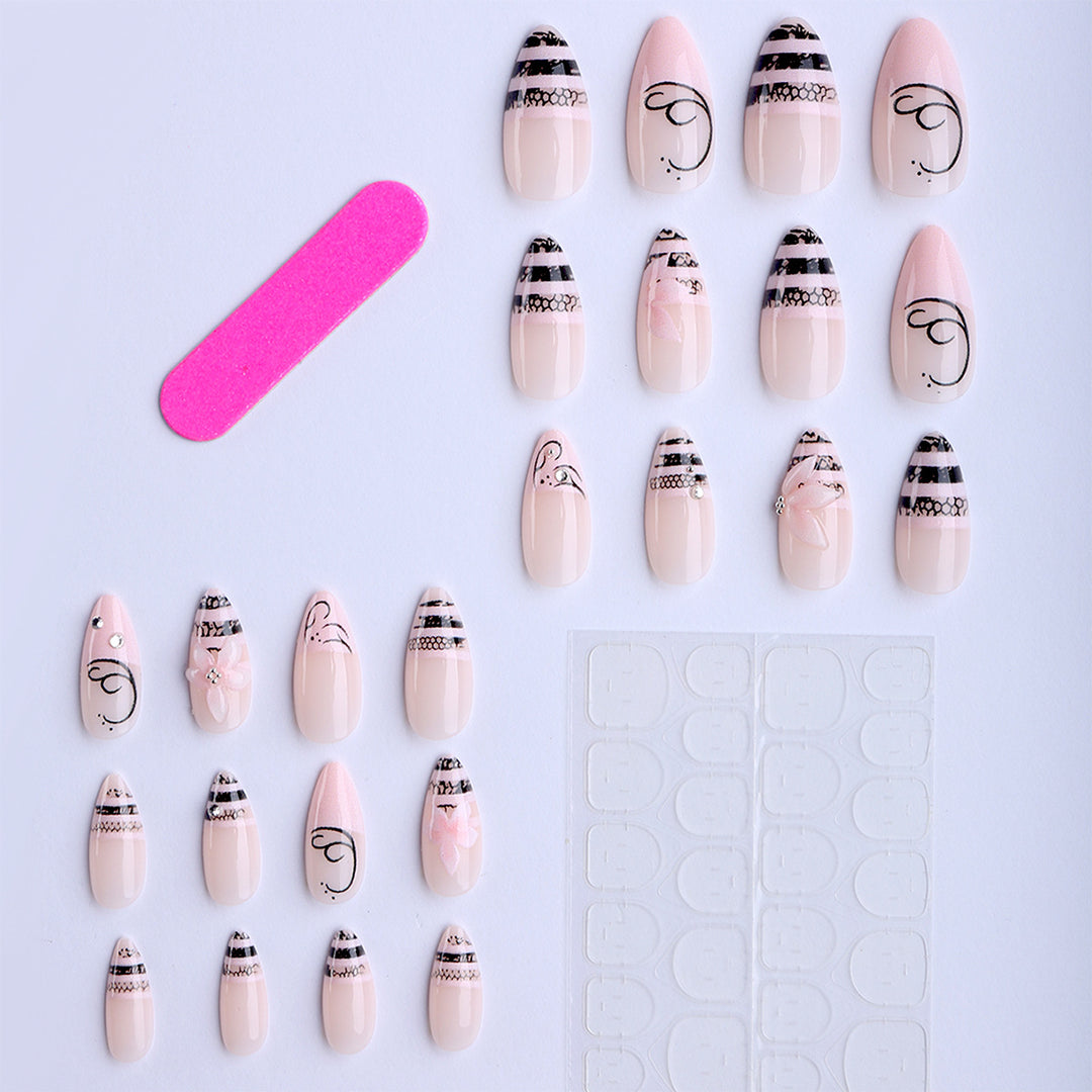 Artful Nail Extensions with Elegant 3D Decorations Kalsten