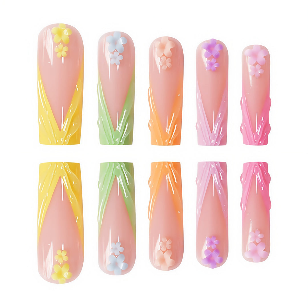 Decorative Floral Sculpted Press-On Nails Kalsten
