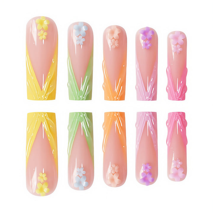 Decorative Floral Sculpted Press-On Nails Kalsten