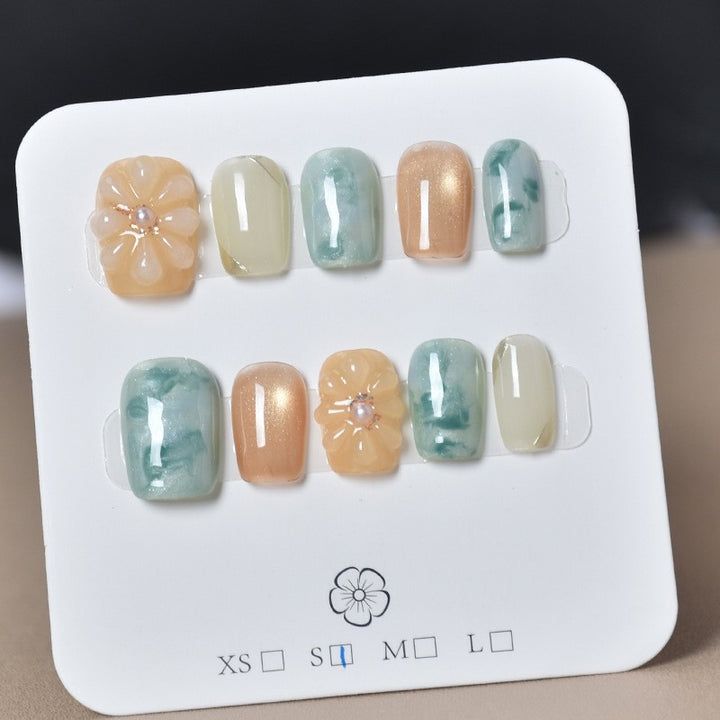 Artistic Gem-Accented Press-On Nail Extensions Kalsten