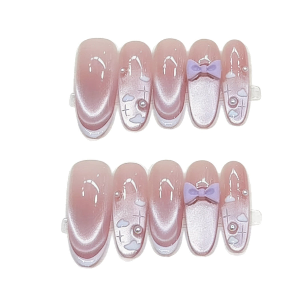 Decorative Press-On Nails Set with Charm Details Kalsten