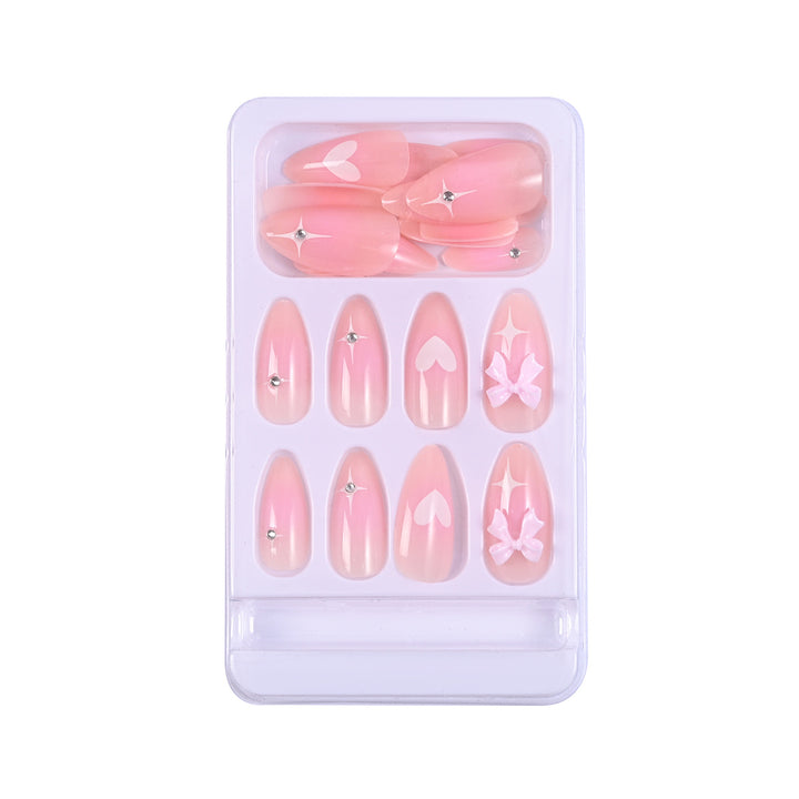 Artistic Heart and Bow Detail Press-On Nails Kalsten
