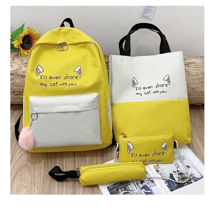 Fun-Themed Cat Print Backpack Set Kalsten