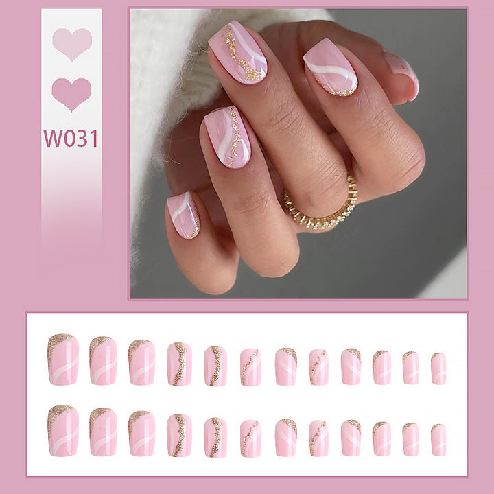 Artificial nails with elegant glitter pattern Kalsten