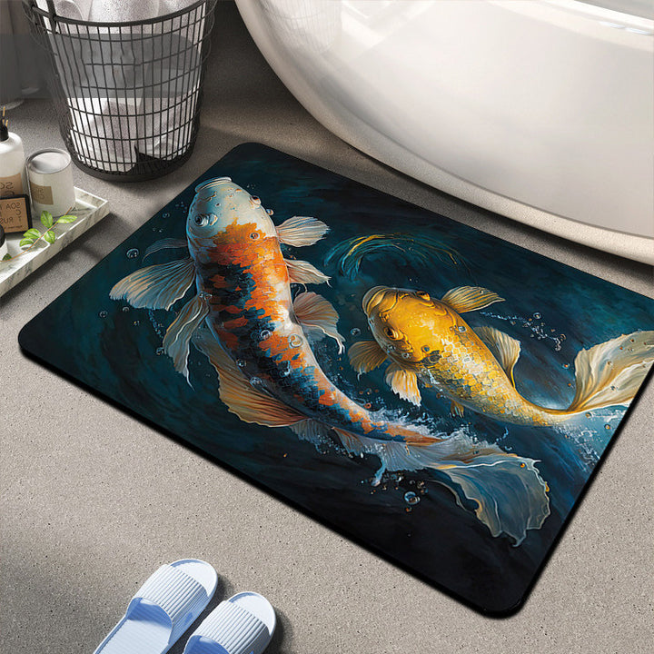 Floral Design Memory Foam Bath Mat Kalsten