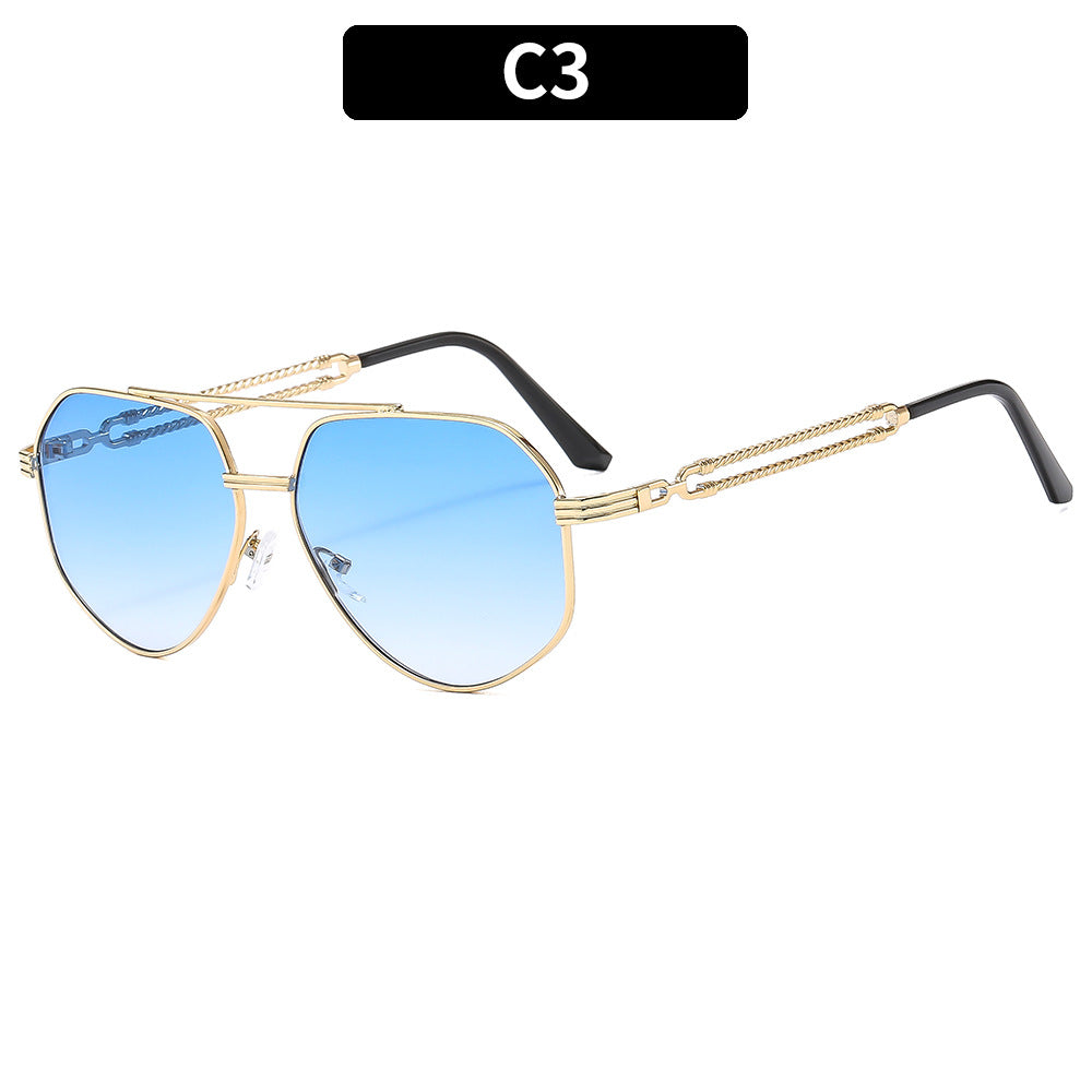 Geometric Oversized Aviator Sunglasses