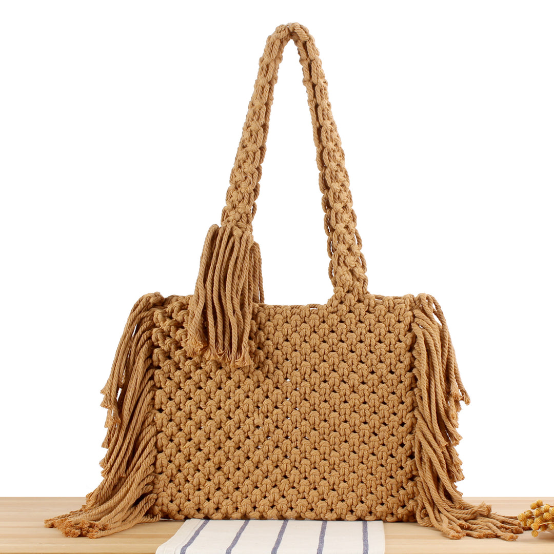 Handbag Made of Handmade Macramé with Elegant Fringe Decoration Kalsten