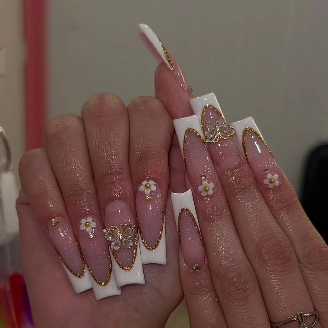 Ornate Butterfly-Inspired Acrylic Nail Extensions Kalsten