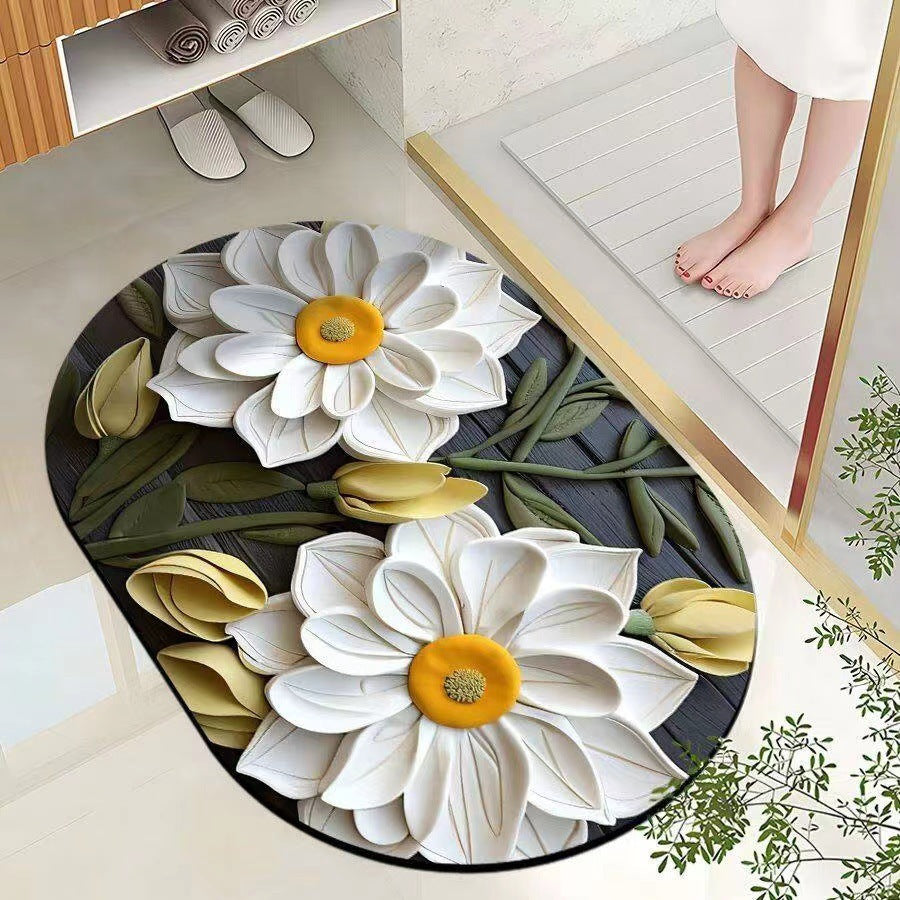 Leaf-Patterned Bathroom Mat Kalsten