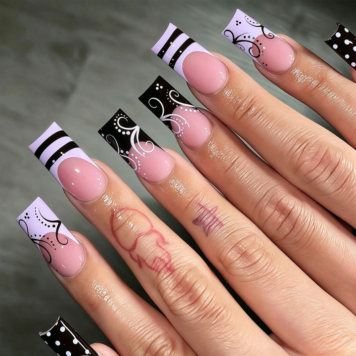 Decorative Long Press-On Nail Art Tips Kalsten