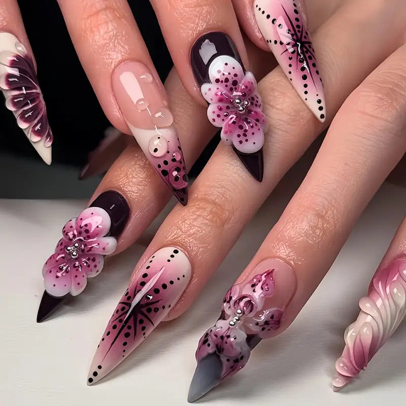 Premium Decorative Stiletto Press-On Nail Art Kalsten
