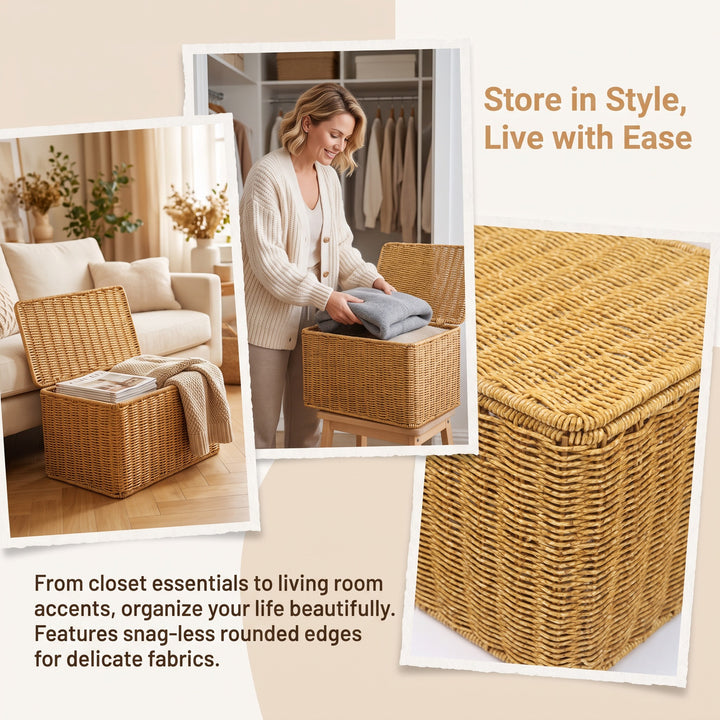 Woven Storage Chest with Lid Kalsten