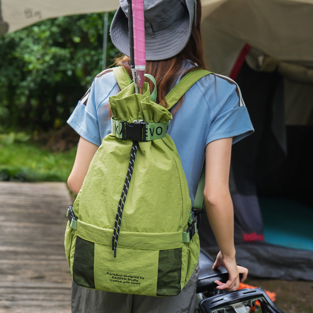 Casual Drawstring Backpack with Mesh Pockets Kalsten