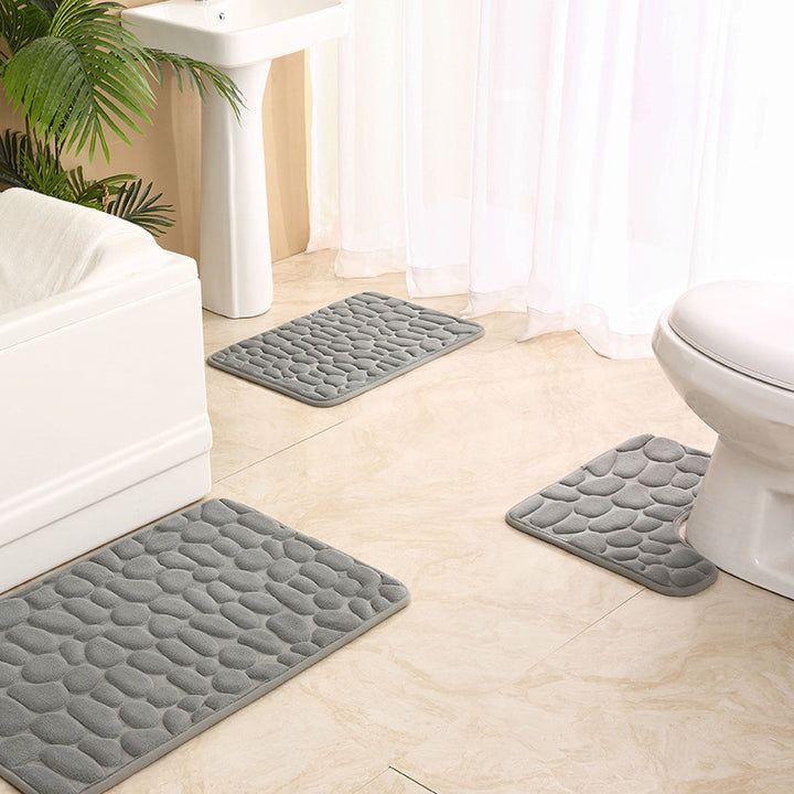Soft Touch Stone Pattern Bathroom Rug Set Kalsten