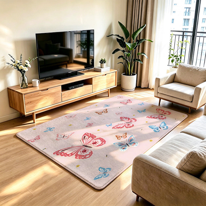 Decorative Butterfly Print Area Rug
