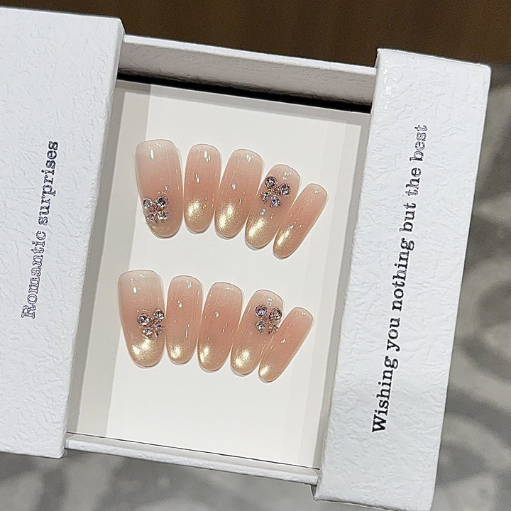 Elegant artificial nails with glitter and floral design Kalsten