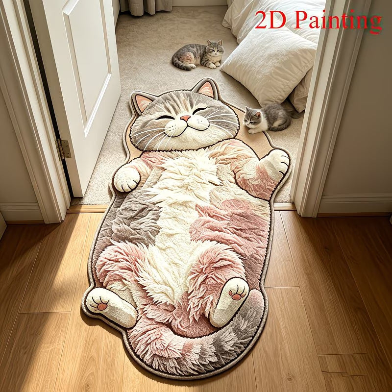 Cute Cat-Shaped Plush Rug
