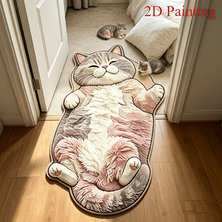 Cute Cat-Shaped Plush Rug