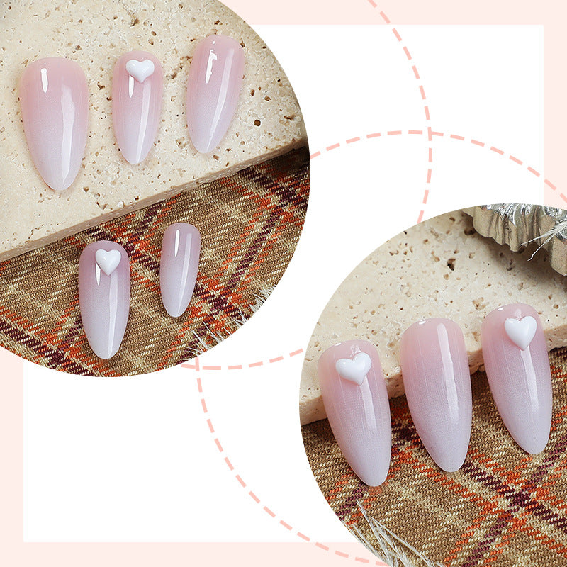 Elegant Press-On Nail Set with Heart Embellishments Kalsten