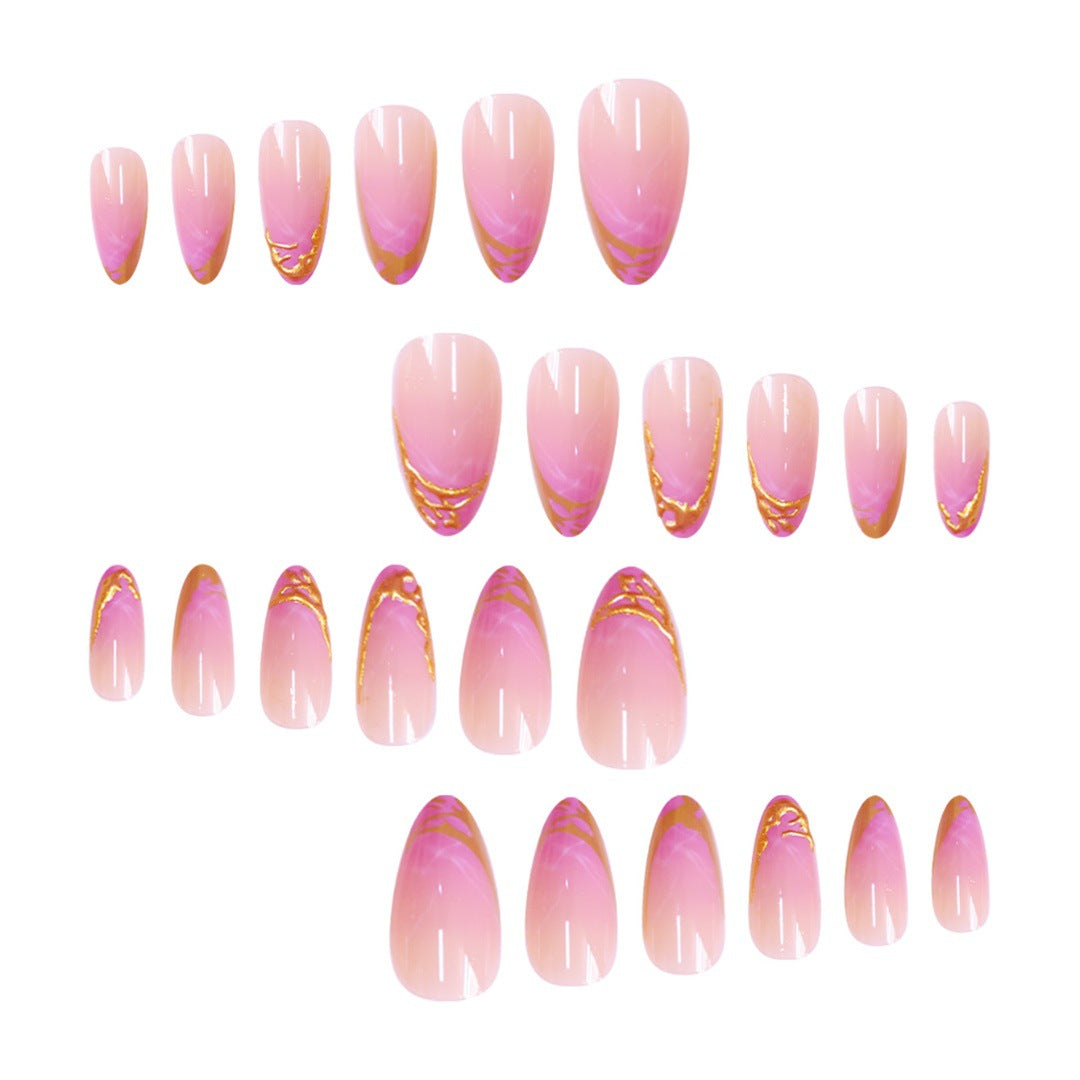 Elegant Stiletto Press-On Nail Extensions with Gold Tip Accents Kalsten