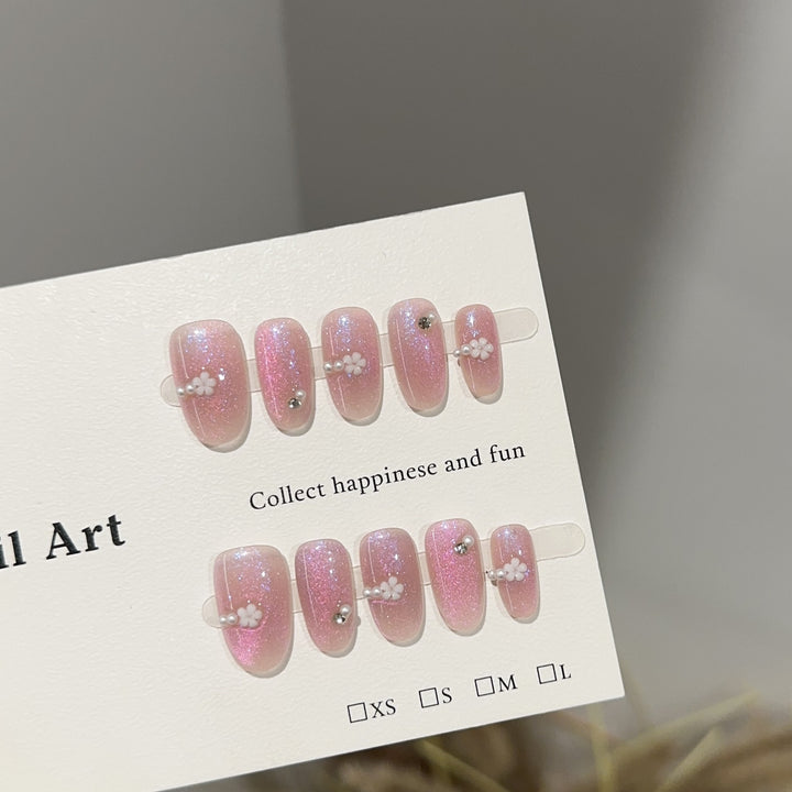 Floral Embellished Press-On Nail Art Set