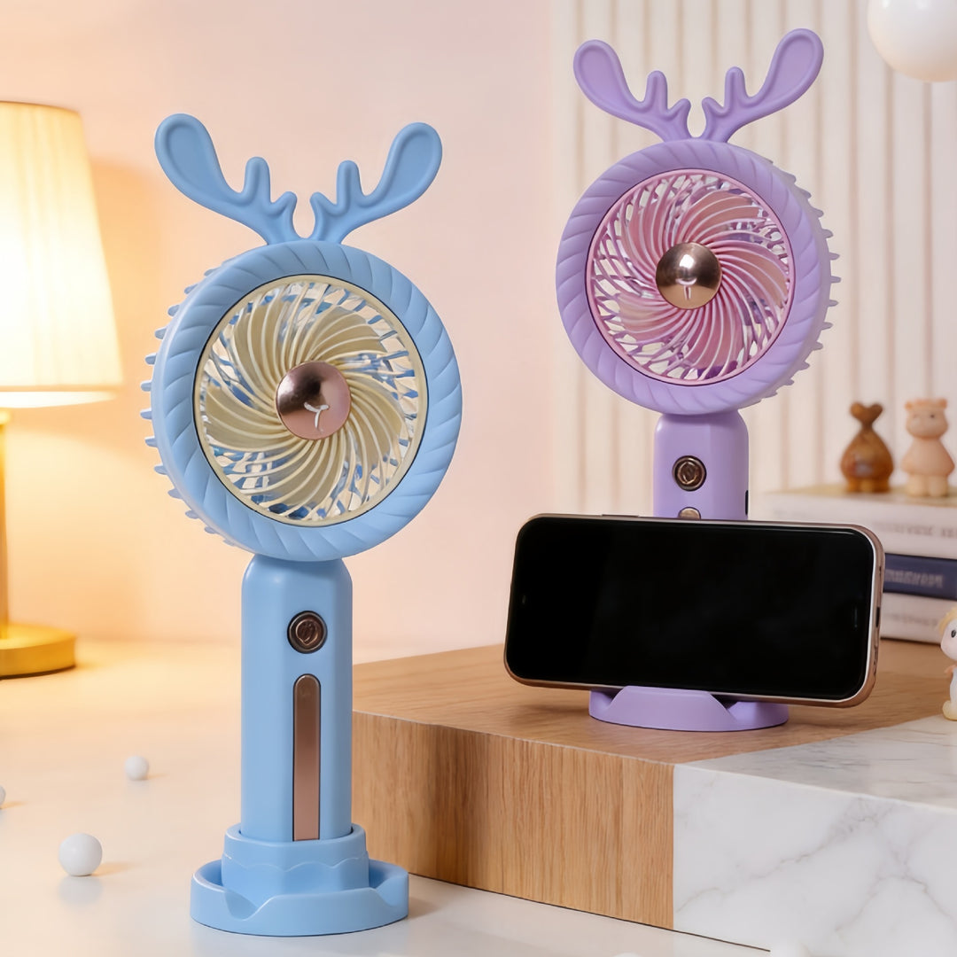 Women Portable Handheld Fan with Creative Antler Design Kalsten