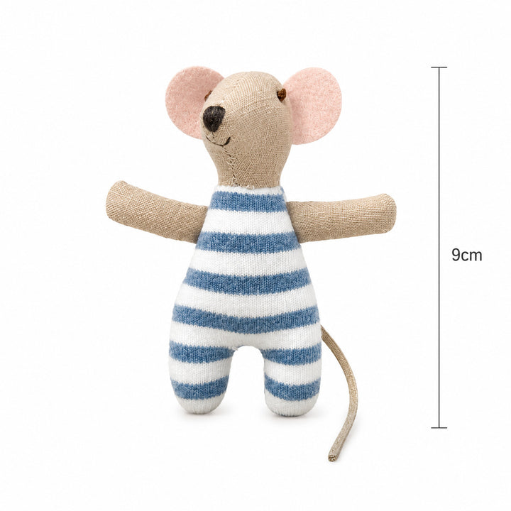 Handcrafted Organic Cotton Striped Mini Plush Mouse Toy