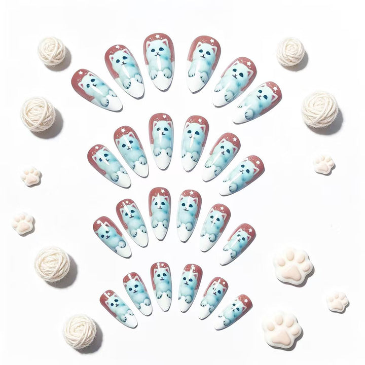 Creative artificial nails with playful cat design Kalsten