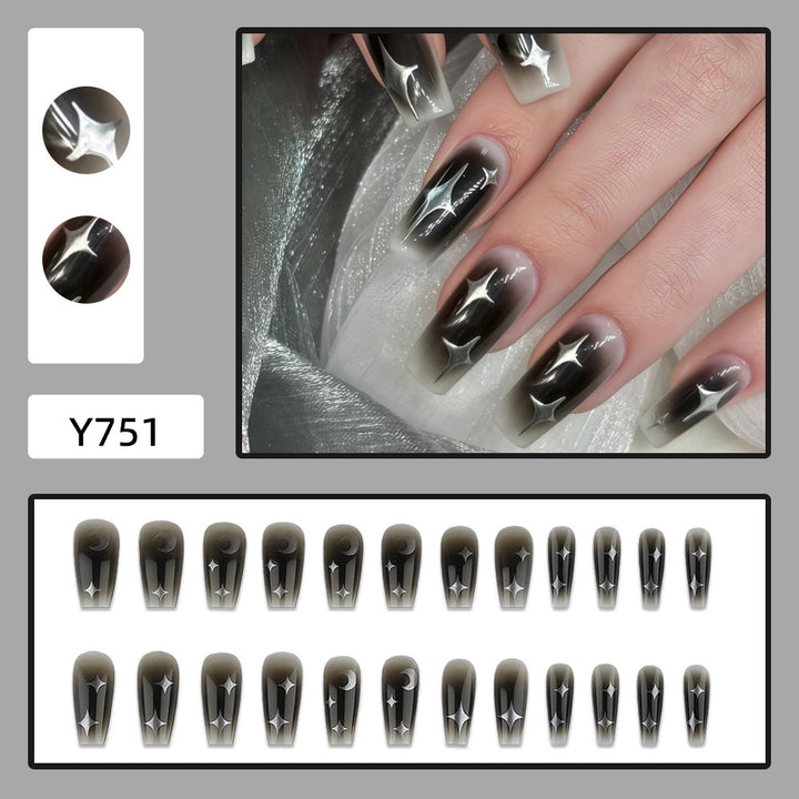 Artificial Nails in Elegant Moon Design with Shimmering Stars Kalsten
