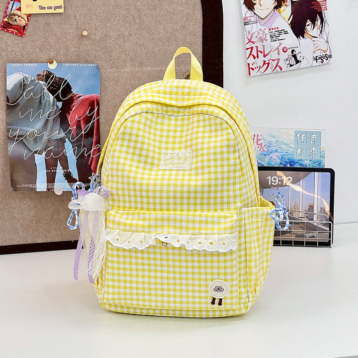 Cute Gingham Print School Backpack Kalsten