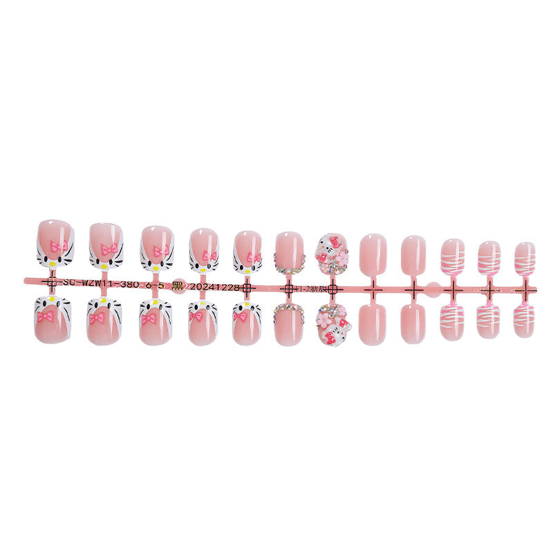 Artistic Press-On Nail Set with Cute Character Designs kalsten