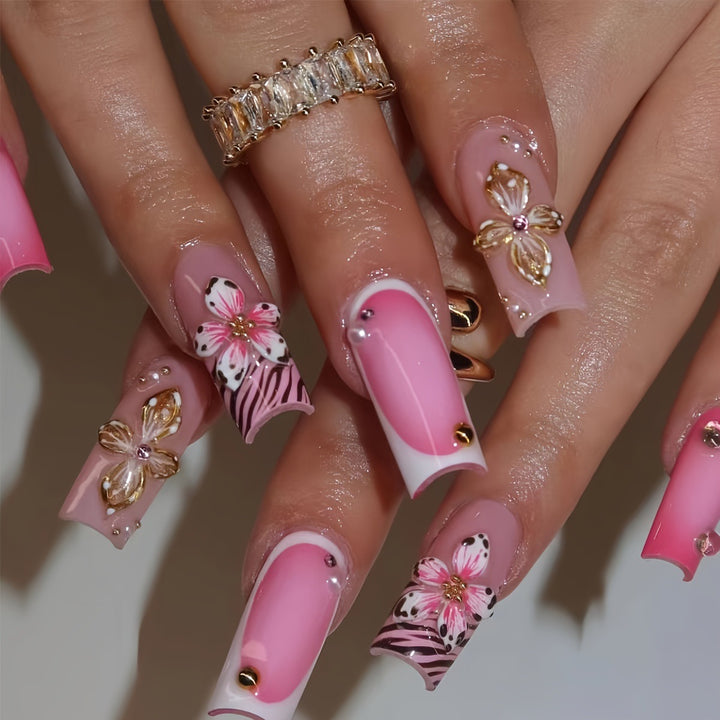 Artistic Floral Acrylic Nail Art Kalsten