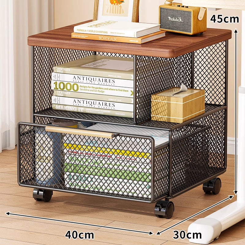 Mobile Printer Stand with Locking Casters and Under-shelf Organizer