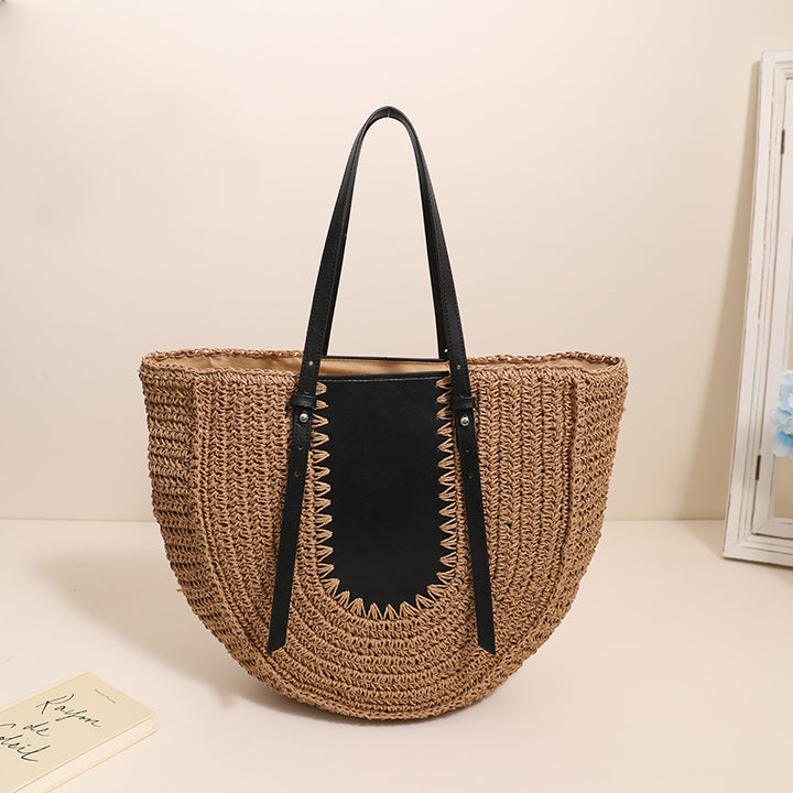 Elegant Handmade Straw Bag with Leather Accents Kalsten