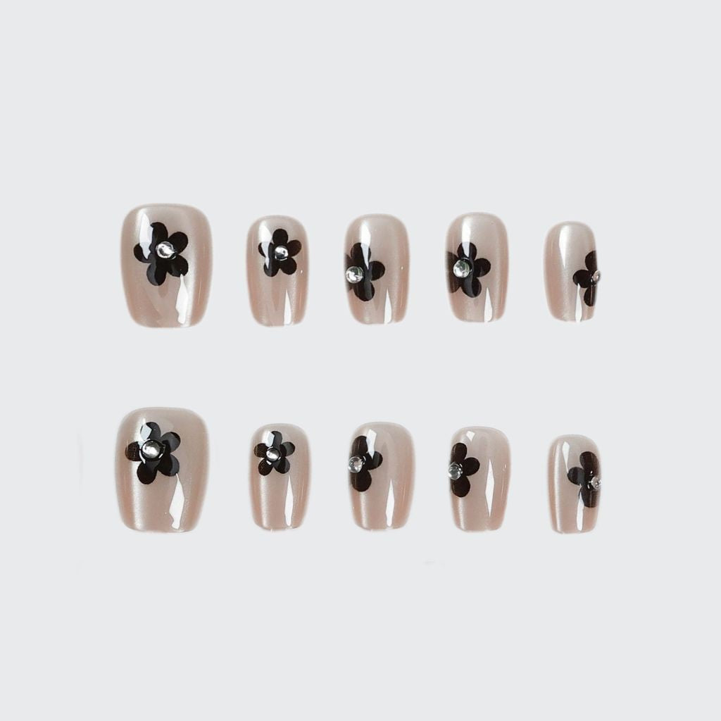 Floral Glitter Press-On Nail Art Kalsten