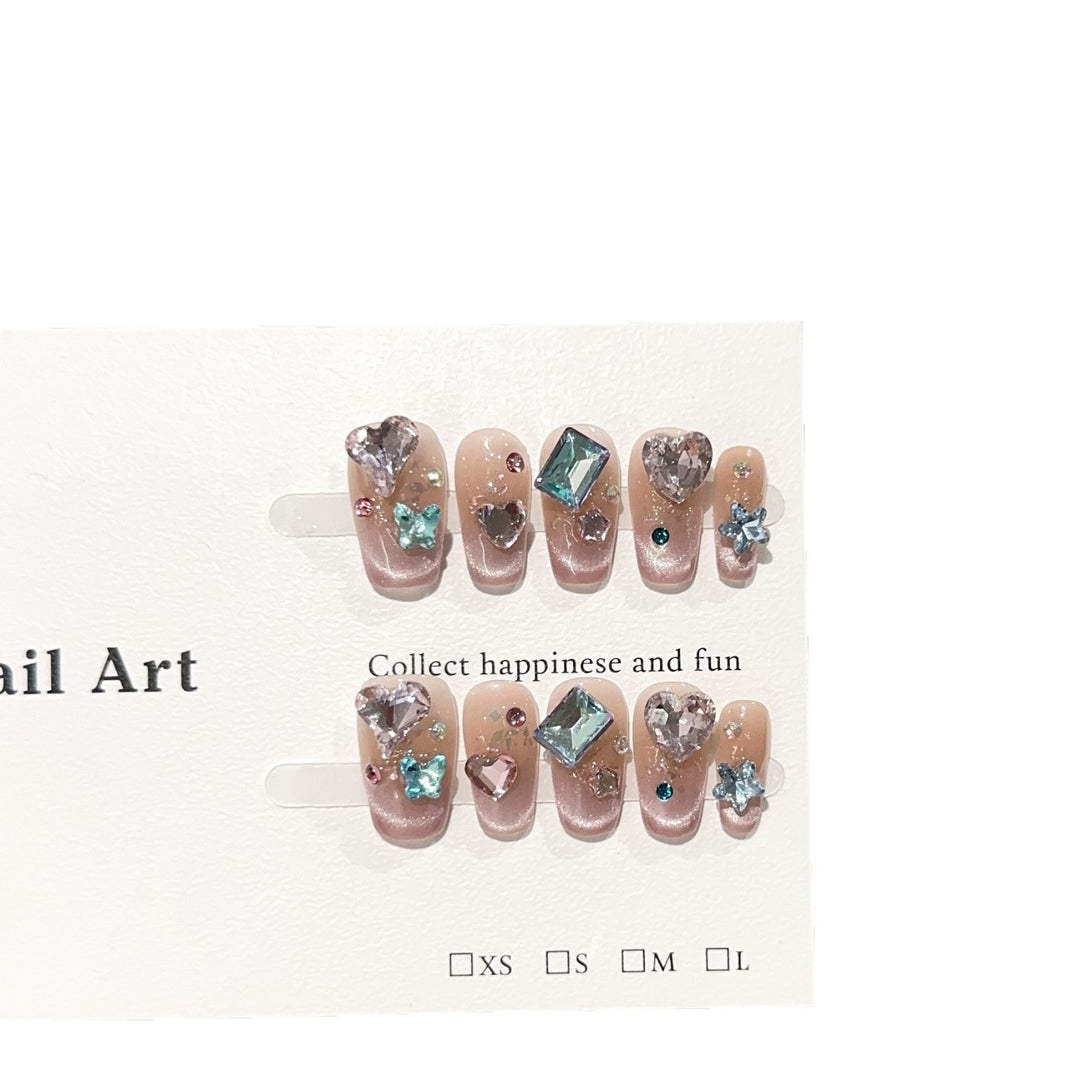 Elegant Rhinestone Embellished Press-On Nail Art Set