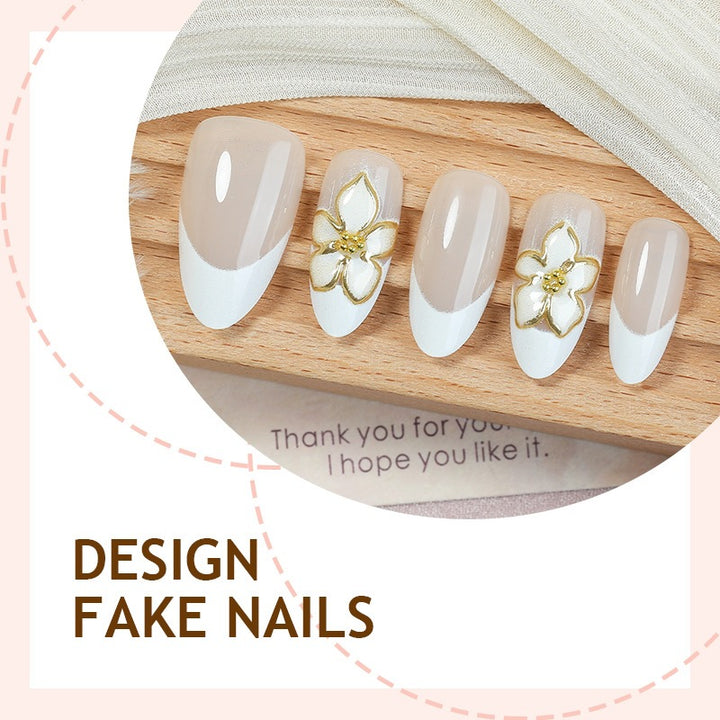 Artificial nail set with floral accents and luxurious glitter Kalsten