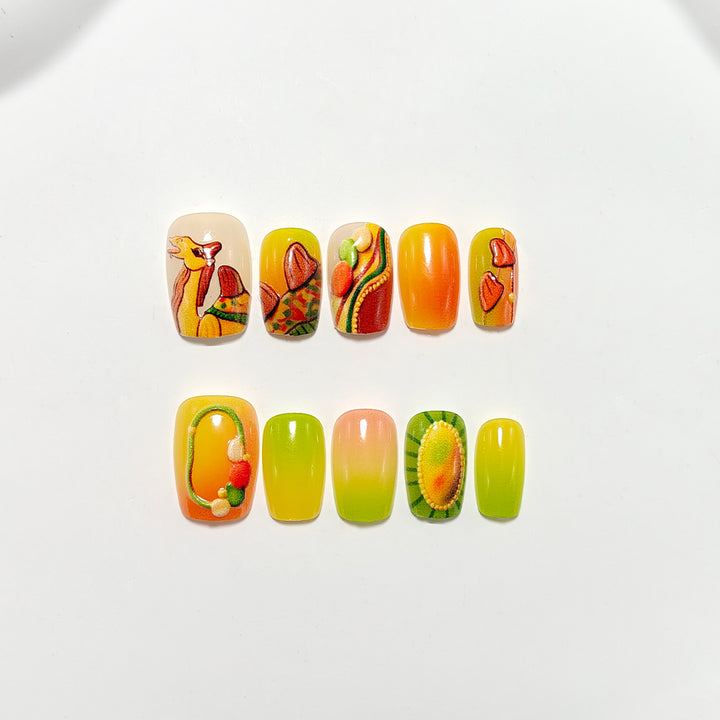 Artificial Nails in Fruity Autumn Design Kalsten