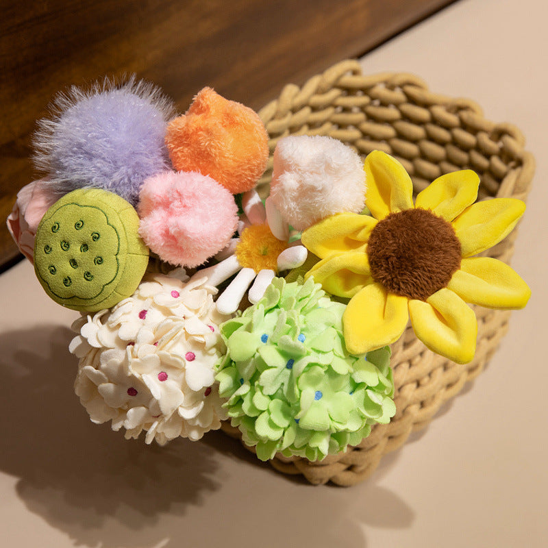 Plush Corduroy Tulip Cat Teaser Toy with Fluffy Pom Bud & Flexible Stem Kalsten