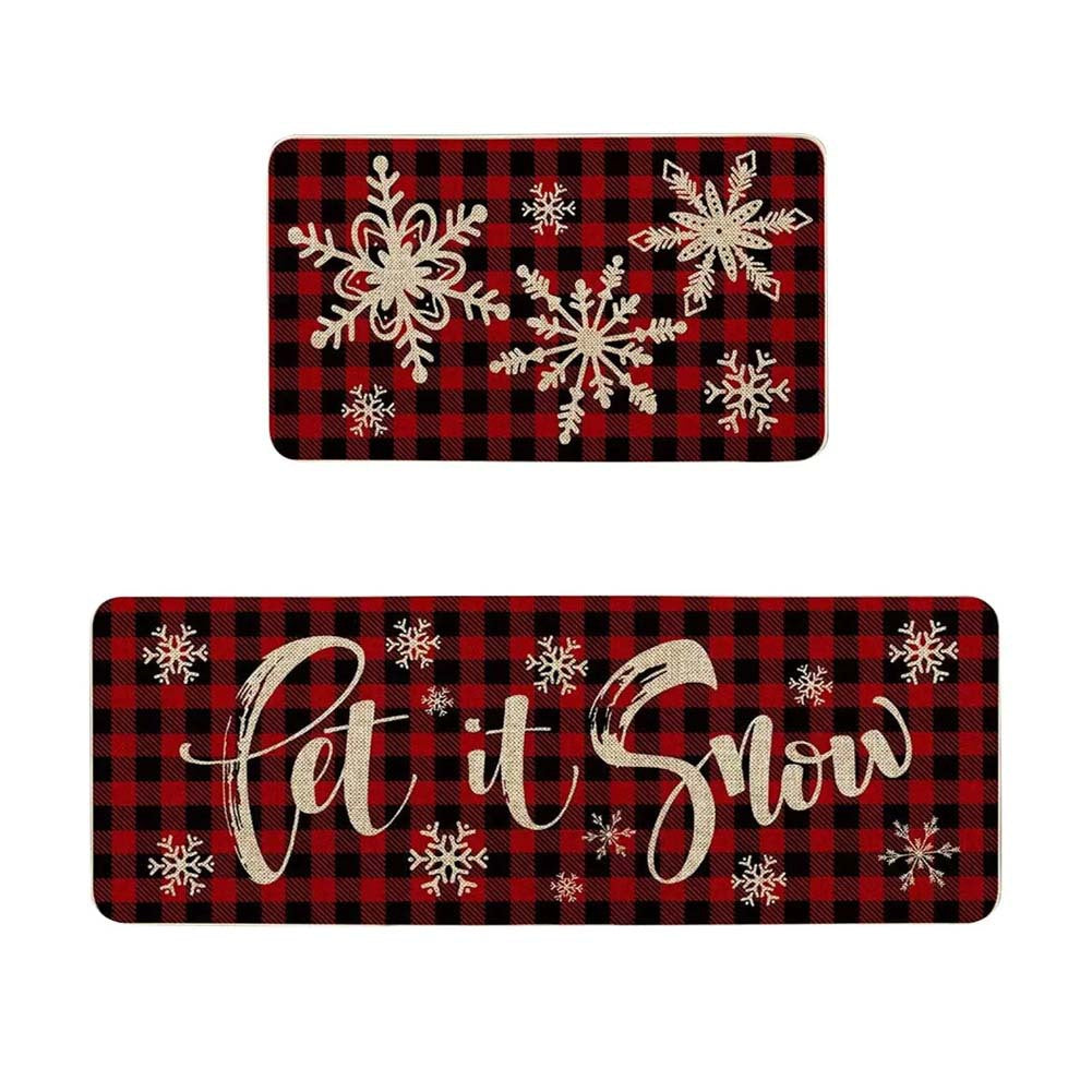 Festive Christmas-Themed Kitchen Mat Set
