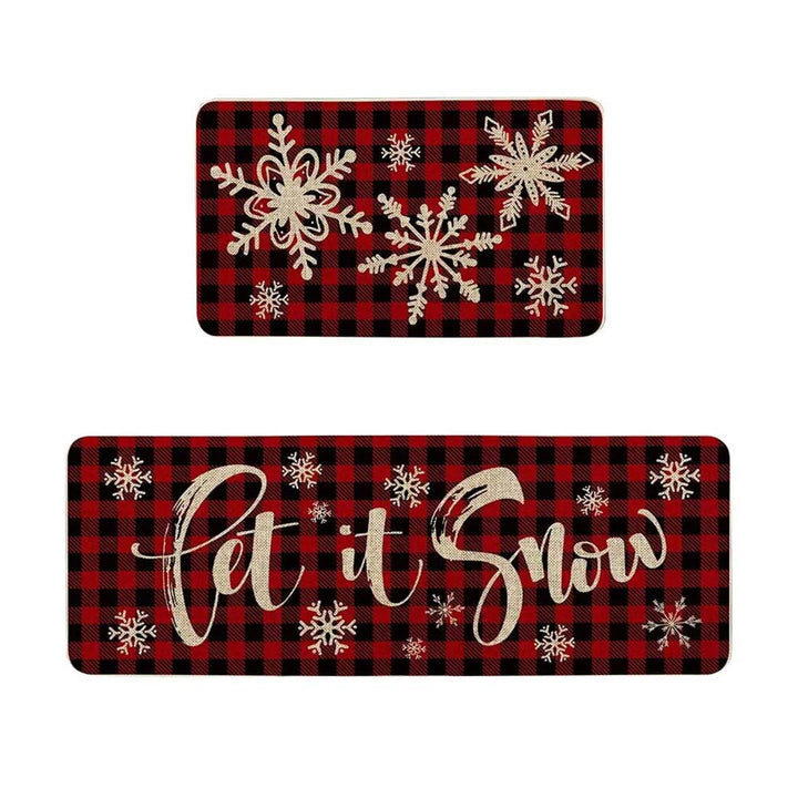 Festive Christmas-Themed Kitchen Mat Set