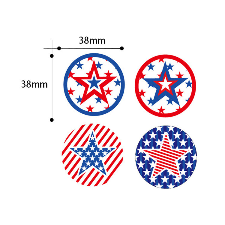 Independence Day adhesive round star sticker roll for party favors and labels Kalsten