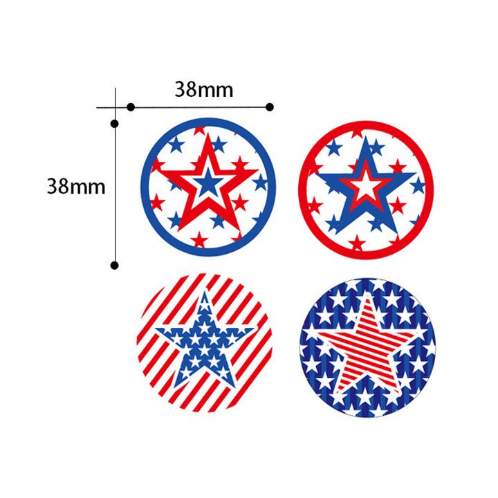 Independence Day adhesive round star sticker roll for party favors and labels Kalsten