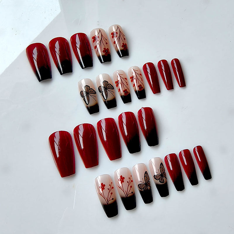 Artificial nails with butterfly and flower motifs Kalsten