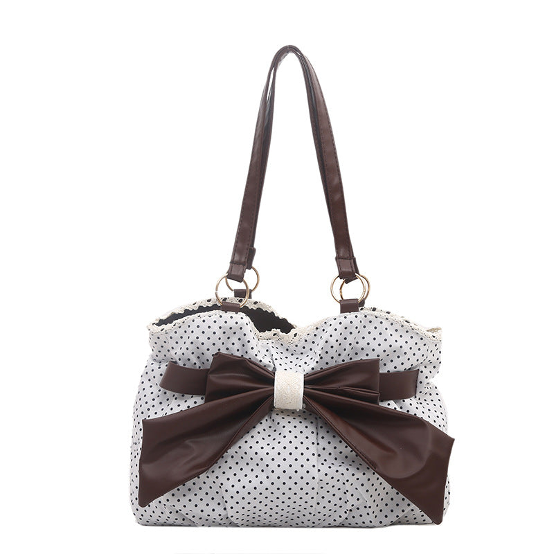 Bow-Accent Polka Dot Handbag