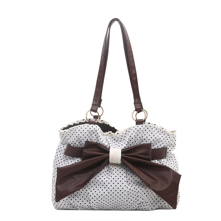 Bow-Accent Polka Dot Handbag