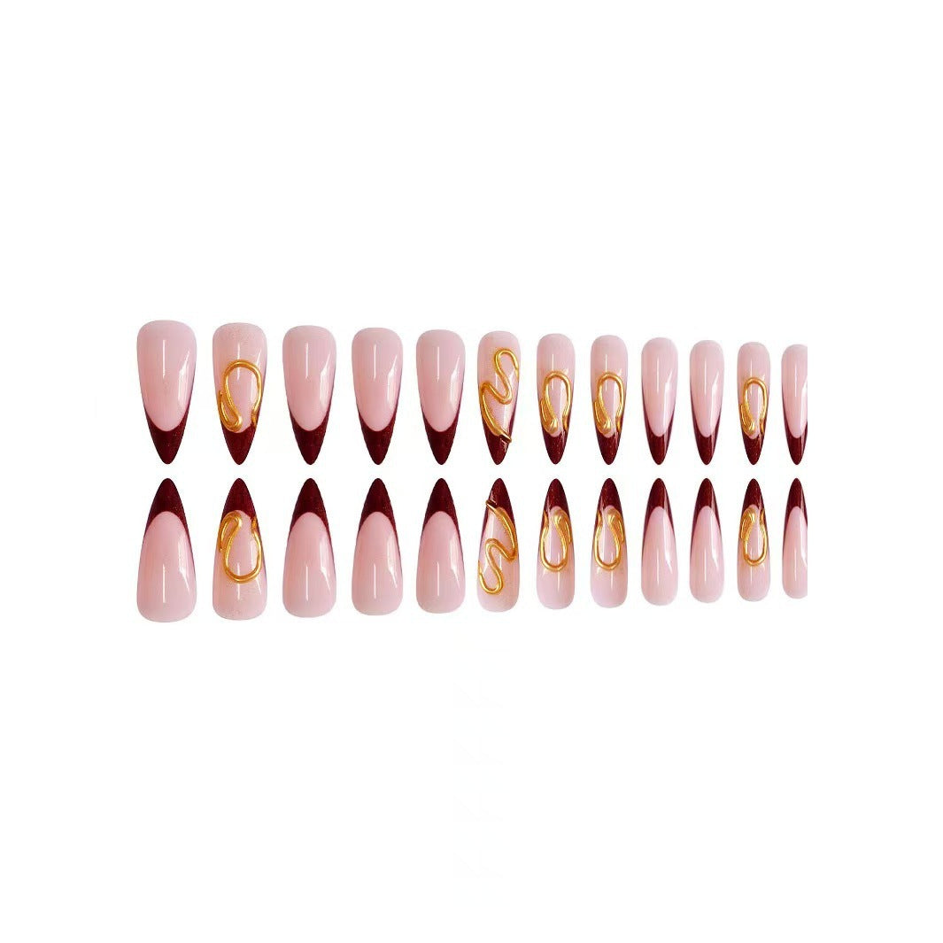 Artistic Stiletto Nail Extensions with Abstract Design Kalsten